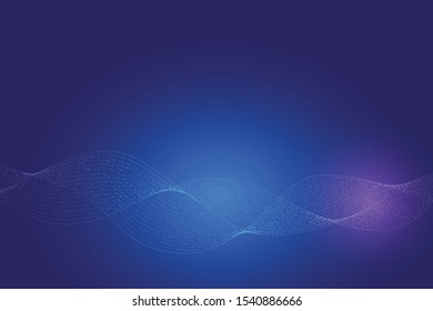 Futuristic Wave Blue and violet halftone abstract. Technology Vector background.