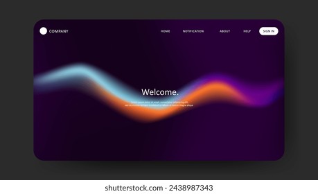 futuristic wave design of landing page vector. retro gradient mesh website design