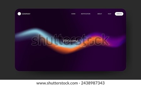 futuristic wave design of landing page vector. retro gradient mesh website design