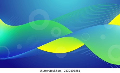 Futuristische Wellenlinie abstrakter Hintergrund Vektor in blau und grün Farbverlauf - Ein eleganter lebendiger Farbverlauf Banner. Ideal für Sport, Technik, Musik oder digitale Inhalte und Webbanner
