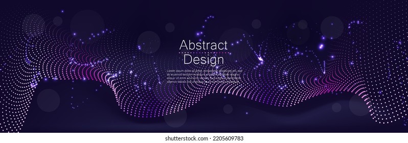 Futuristic wave. Purple technology light neon background. Digital technology music background. Digital technology backdrop. Technology HUD Element. 