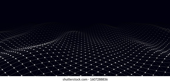 Futuristic wave. Vector illustration. Abstract background with dynamic interweaving of dots and lines.