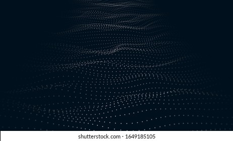 Ola futurista. Ilustración vectorial. Fondo abstracto con entrelazado dinámico de puntos y líneas.