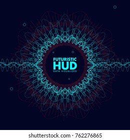 Futuristic Wavy Lines Abstract Hud. Science Fiction Background.