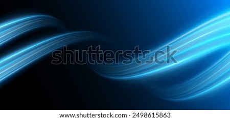 Futuristic wavy lines. High speed light. Blue curved lines.  Science technology and innovation vector background.