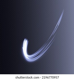 Futuristic wavy neon lines light effect on transparent background. Energy flow of light. Vector