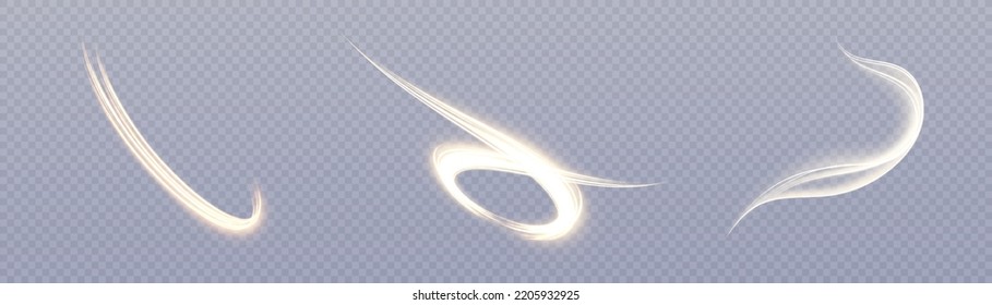 Futuristic wavy neon lines light effect on transparent background. Energy flow of light. Vector	