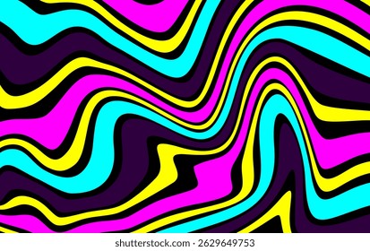Diseño de patrón ondulado futurista con combinación de colores Cyberpunk Neon