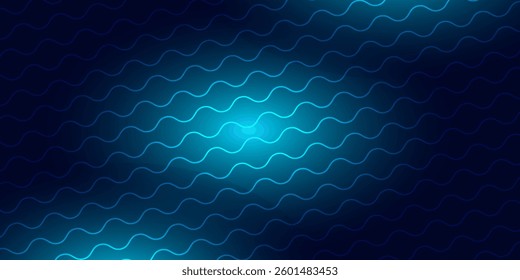 futuristic wavy pattern with glowing blue neon highlights on a dark background, creating a modern and elegant digital abstract design.