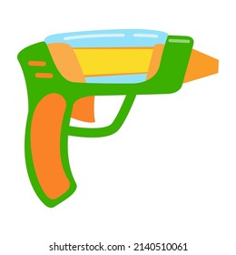 Futurista detonador de arma. arma láser.Pistola infantil.Aislada sobre fondo blanco.Ilustración plana vectorial.