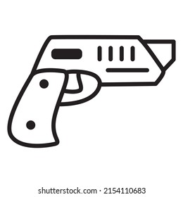 Futuristic weapon. Cartoon gun blaster. Laser pistol.Isolated on white background.Vector flat illustration.