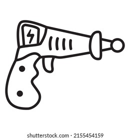 Futuristic weapon. Cartoon gun blaster. Laser pistol.Isolated on white background.Vector flat illustration.