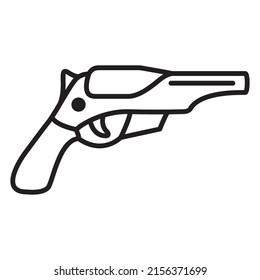 Futuristic weapon. Cartoon gun blaster. Laser pistol.Isolated on white background.Vector flat illustration.