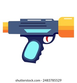 Futuristic weapon clip art, space blaster laser gun vector art, cartoon future gun icon, modern toy gun clipart isolated on white, plasma gun flat illustration
