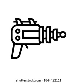 futuristische Waffe Geek Linie Symbol Vektorgrafik. futuristische Waffe Geek Schild. isoliertes Kontursymbol