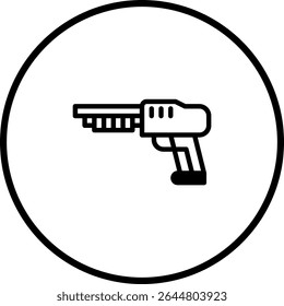 Ícone de Arma Futurista: Design Minimalista para Jogos de Ficção Científica e Conceitos de Tecnologia