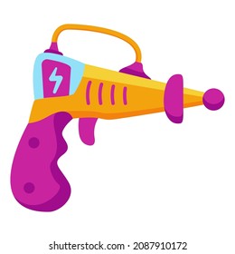 Futuristic Weapon.Cartoon gun space blaster.Laser weapon. Kids game with futuristic handgun.Child pistol.Vector flat illustration.