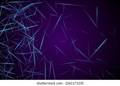 Futuristic web background design. Urban texture. Molecular particles chaotic movement. Brownian motion abstract dispersion concept vector digital background. Purple lines ray streams.