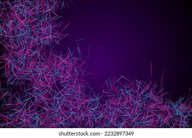Futuristic web wallpaper design. Urban texture. Molecular particles chaotic movement. Brownian motion abstract dispersion concept vector digital background. Blue lines dynamic technology.