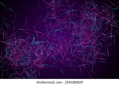 Futuristic web wallpaper design. Urban texture. Molecular particles chaotic movement. Brownian motion abstract dispersion concept vector digital background. Blue lines dynamic effect.