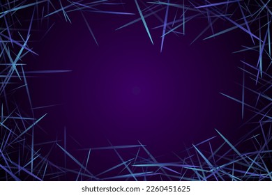 Futuristic web wallpaper design. Urban texture. Molecular particles chaotic movement. Brownian motion abstract dispersion concept vector digital background. Purple lines dynamic particles