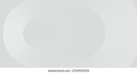 Futuristic white abstract background. Glowing circle lines design. Swirl circular lines element. Future technology concept. Horizontal banner template.