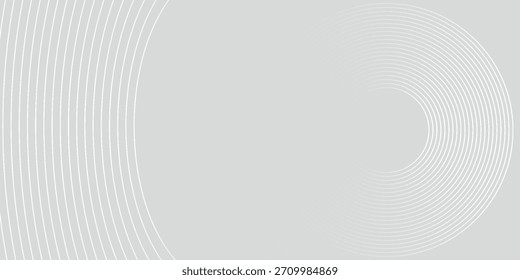 Fondo abstracto blanco futurista. Diseño de líneas de círculo brillante. Elemento de líneas circulares. Concepto de tecnología del futuro. Plantilla Horizontal de Anuncio.