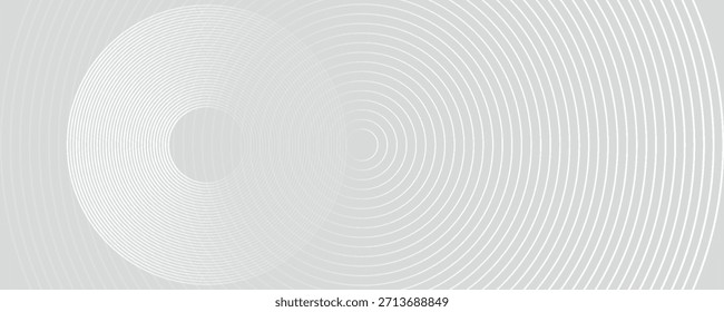 Fondo abstracto blanco futurista. Diseño de líneas de círculo brillante. Elemento de líneas circulares. Concepto de tecnología del futuro. Plantilla Horizontal de Anuncio.