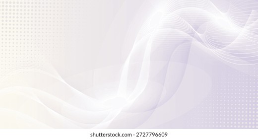 Fundo abstrato branco futurista com onda brilhante. Elemento de design de linhas móveis brilhantes. Modernas linhas de onda de fluxo de gradiente branco. Conceito de tecnologia.