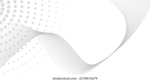 Futuristic white abstract gray background. shining wave lines pattern for banner, cover