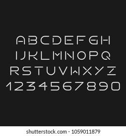 Futuristic white font on black background vector.