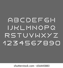Futuristic white font on grey background