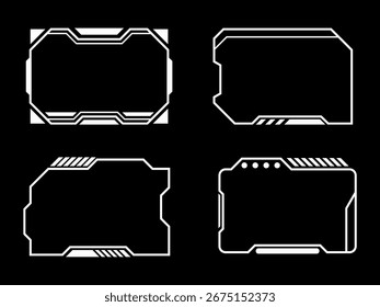 Futuristic White Frame Set for Sci-Fi HUD, Gaming Interface, and Digital Design Templates