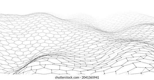Futuristische weiße Hexagon-Dynamik. Futuristisches Wabenkonzept. Digital-Technologie-Web-Flow. Visualisierung großer Daten. Vektorgrafik.