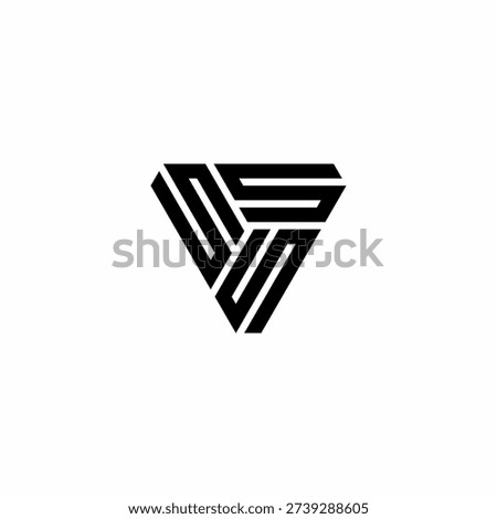 Futuristic white paths on black reveal a complex, interwoven "S" triangle with refined details.