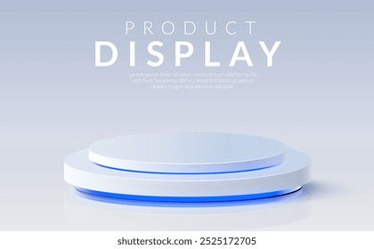 Futuristic White Pedestal with Blue Lighting. Vector Illustration