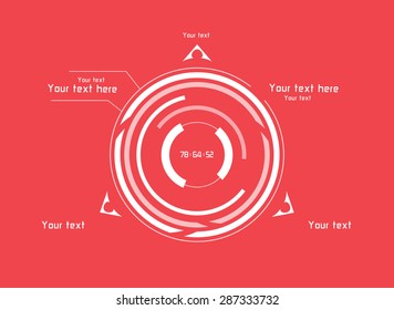 Futuristic white vector elements on red background