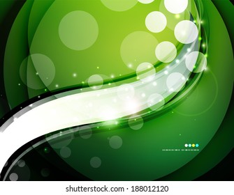 Diseño futurista de ondas blancas sobre fondo de color con círculos