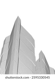 Futuristic Wireframe Skyscrapers – Abstract 3D Architectural Cityscape with Modern Geometric Structures
