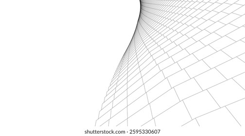 Futuristic Wireframe Skyscrapers – Abstract 3D Architectural Cityscape with Modern Geometric Structures
