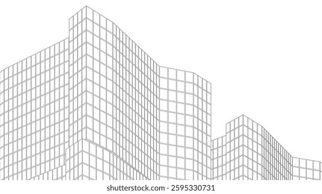 Futuristic Wireframe Skyscrapers – Abstract 3D Architectural Cityscape with Modern Geometric Structures
