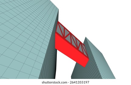 Futuristic Wireframe Skyscrapers – Abstract 3D Architectural Cityscape with Modern Geometric Structures