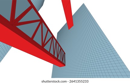 Futuristic Wireframe Skyscrapers – Abstract 3D Architectural Cityscape with Modern Geometric Structures

