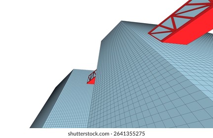 Futuristic Wireframe Skyscrapers – Abstract 3D Architectural Cityscape with Modern Geometric Structures
