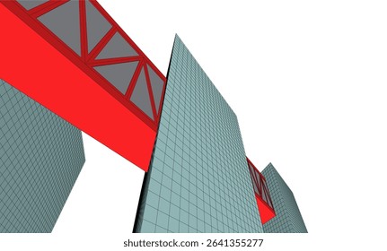 Futuristic Wireframe Skyscrapers – Abstract 3D Architectural Cityscape with Modern Geometric Structures
