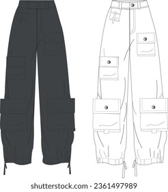 the futuristic woman cargo pants  vector 
cargo pants template 
women cargo pants sketches 