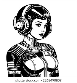 Futuristic Woman Listening to Music in a High-Tech Suit - Ready for the Future 
