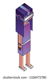 futuristic woman with reality virtual mask isometric