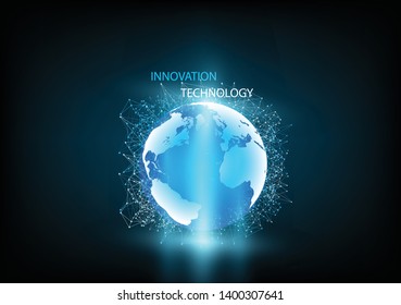 Futuristic world communication and digital gateway. Abstract data and innovation technology background. Vector Illustration.