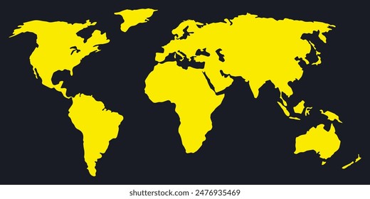 Futuristic world map silhouette. Simple world map in good quality. Digital map template for business, media, foreign affairs, international relations. Technological background. Vector illustration of 